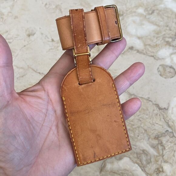 Vintage Louis Vuitton Vachetta Leather Luggage Tag & Poignet - Picture 2 of 10